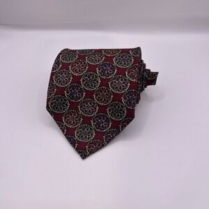 Christian Dior Monsieur Red Abstract 100% Silk Necktie Made In USA